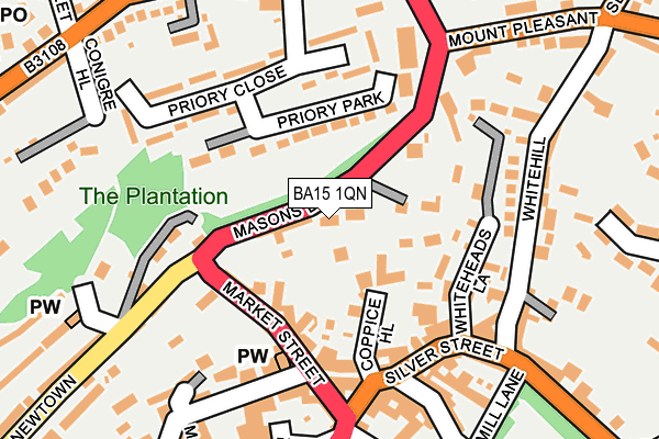 BA15 1QN map - OS OpenMap – Local (Ordnance Survey) BA15 1QN map - OS OpenMap – Local (Ordnance Survey)
