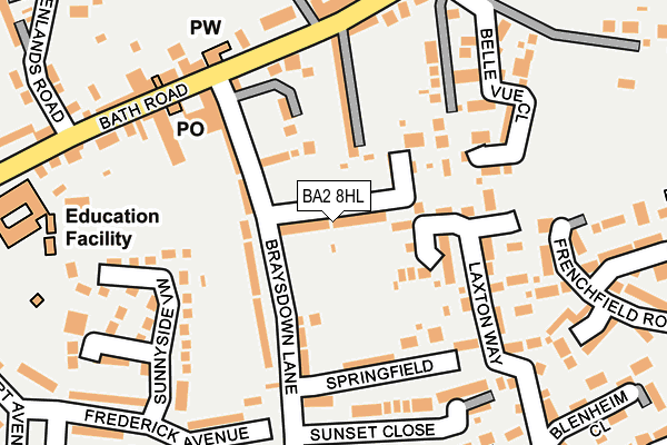 BA2 8HL map - OS OpenMap – Local (Ordnance Survey) BA2 8HL map - OS OpenMap – Local (Ordnance Survey)