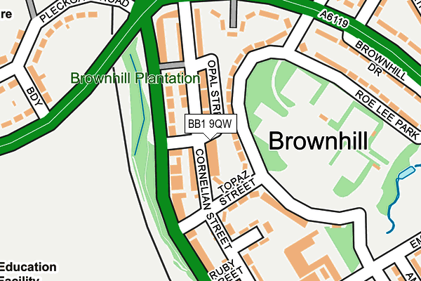 BB1 9QW map - OS OpenMap – Local (Ordnance Survey) BB1 9QW map - OS OpenMap – Local (Ordnance Survey)