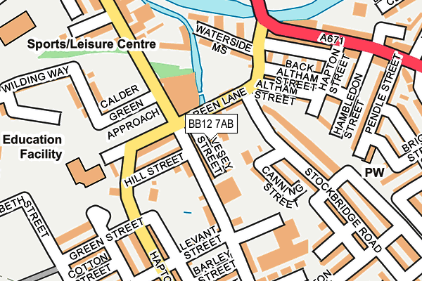 BB12 7AB map - OS OpenMap – Local (Ordnance Survey)