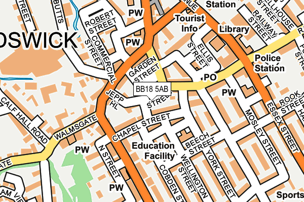 BB18 5AB map - OS OpenMap – Local (Ordnance Survey) BB18 5AB map - OS OpenMap – Local (Ordnance Survey)