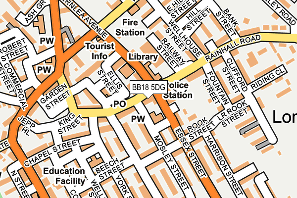BB18 5DG map - OS OpenMap – Local (Ordnance Survey) BB18 5DG map - OS OpenMap – Local (Ordnance Survey)