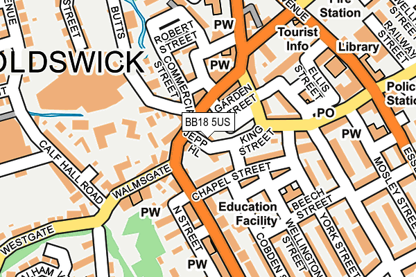 BB18 5US map - OS OpenMap – Local (Ordnance Survey) BB18 5US map - OS OpenMap – Local (Ordnance Survey)