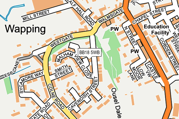 BB18 5WB map - OS OpenMap – Local (Ordnance Survey) BB18 5WB map - OS OpenMap – Local (Ordnance Survey)