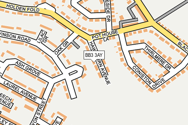 BB3 3AY map - OS OpenMap – Local (Ordnance Survey) BB3 3AY map - OS OpenMap – Local (Ordnance Survey)