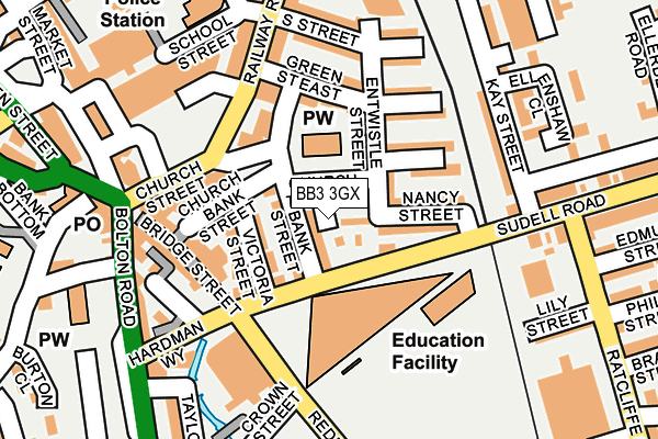 BB3 3GX map - OS OpenMap – Local (Ordnance Survey) BB3 3GX map - OS OpenMap – Local (Ordnance Survey)