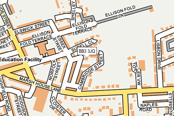 BB3 3JQ map - OS OpenMap – Local (Ordnance Survey) BB3 3JQ map - OS OpenMap – Local (Ordnance Survey)