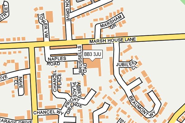 BB3 3JU map - OS OpenMap – Local (Ordnance Survey) BB3 3JU map - OS OpenMap – Local (Ordnance Survey)