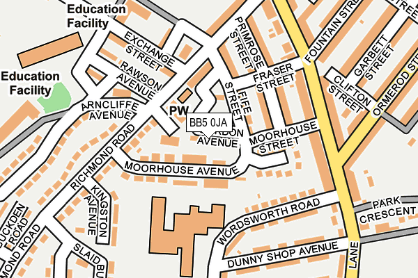 BB5 0JA map - OS OpenMap – Local (Ordnance Survey)