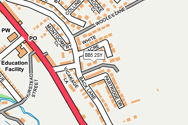 BB5 2SY map - OS OpenMap – Local (Ordnance Survey) BB5 2SY map - OS OpenMap – Local (Ordnance Survey)
