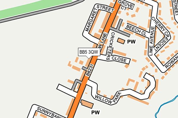BB5 3QW map - OS OpenMap – Local (Ordnance Survey)