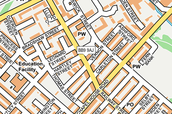 BB9 9AJ map - OS OpenMap – Local (Ordnance Survey) BB9 9AJ map - OS OpenMap – Local (Ordnance Survey)