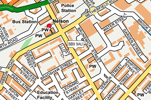 BB9 9AU map - OS OpenMap – Local (Ordnance Survey) BB9 9AU map - OS OpenMap – Local (Ordnance Survey)
