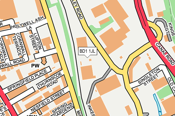 BD1 1JL map - OS OpenMap – Local (Ordnance Survey) BD1 1JL map - OS OpenMap – Local (Ordnance Survey)