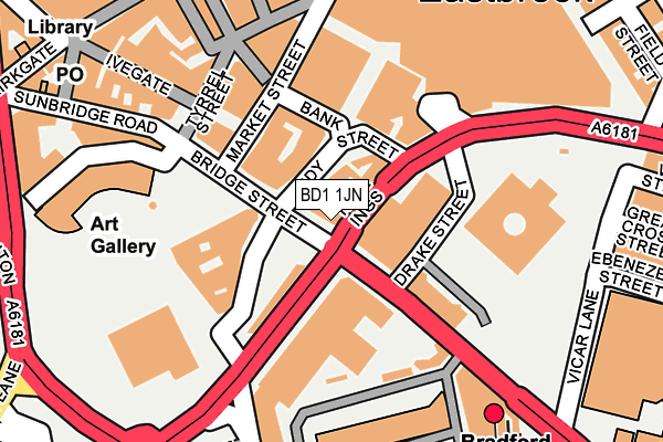 BD1 1JN map - OS OpenMap – Local (Ordnance Survey) BD1 1JN map - OS OpenMap – Local (Ordnance Survey)