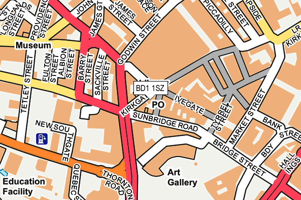 BD1 1SZ map - OS OpenMap – Local (Ordnance Survey)