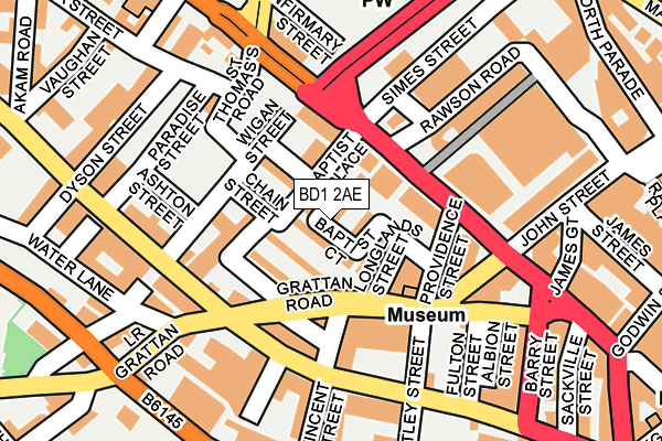 BD1 2AE map - OS OpenMap – Local (Ordnance Survey) BD1 2AE map - OS OpenMap – Local (Ordnance Survey)