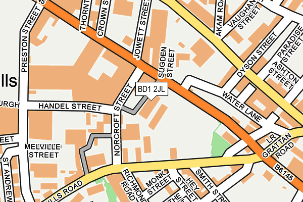 BD1 2JL map - OS OpenMap – Local (Ordnance Survey) BD1 2JL map - OS OpenMap – Local (Ordnance Survey)