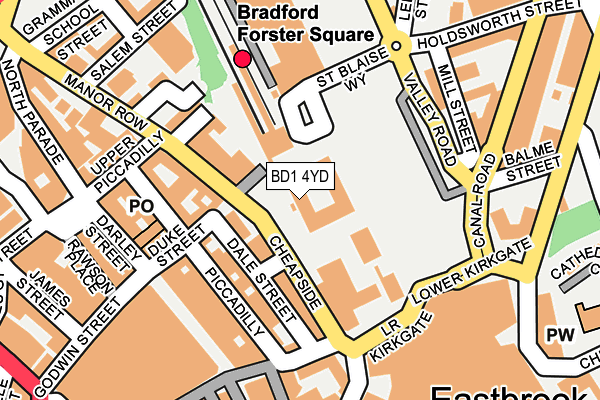 BD1 4YD map - OS OpenMap – Local (Ordnance Survey) BD1 4YD map - OS OpenMap – Local (Ordnance Survey)