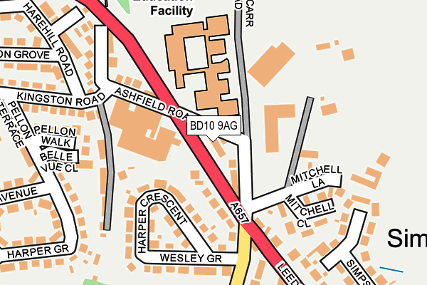 BD10 9AG map - OS OpenMap – Local (Ordnance Survey) BD10 9AG map - OS OpenMap – Local (Ordnance Survey)