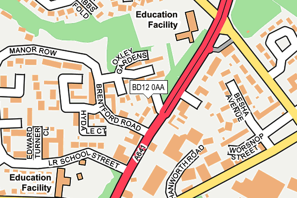 BD12 0AA map - OS OpenMap – Local (Ordnance Survey) BD12 0AA map - OS OpenMap – Local (Ordnance Survey)