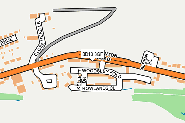 BD13 3GF map - OS OpenMap – Local (Ordnance Survey) BD13 3GF map - OS OpenMap – Local (Ordnance Survey)