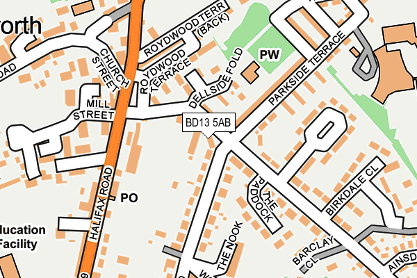 BD13 5AB map - OS OpenMap – Local (Ordnance Survey) BD13 5AB map - OS OpenMap – Local (Ordnance Survey)