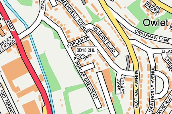 BD18 2HL map - OS OpenMap – Local (Ordnance Survey) BD18 2HL map - OS OpenMap – Local (Ordnance Survey)