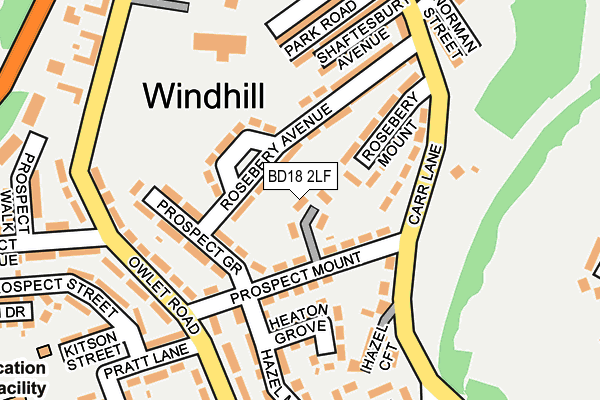 BD18 2LF map - OS OpenMap – Local (Ordnance Survey) BD18 2LF map - OS OpenMap – Local (Ordnance Survey)