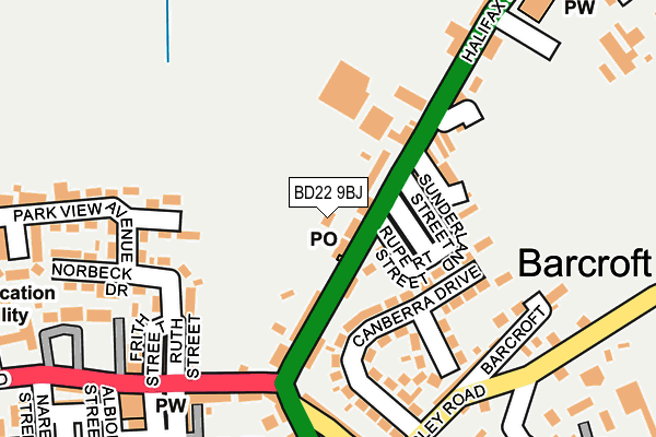 BD22 9BJ map - OS OpenMap – Local (Ordnance Survey) BD22 9BJ map - OS OpenMap – Local (Ordnance Survey)