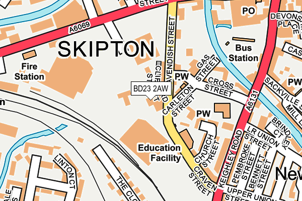 BD23 2AW map - OS OpenMap – Local (Ordnance Survey) BD23 2AW map - OS OpenMap – Local (Ordnance Survey)
