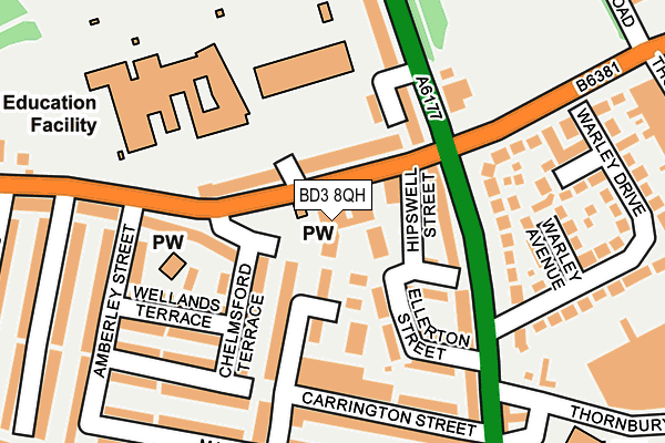 BD3 8QH map - OS OpenMap – Local (Ordnance Survey) BD3 8QH map - OS OpenMap – Local (Ordnance Survey)