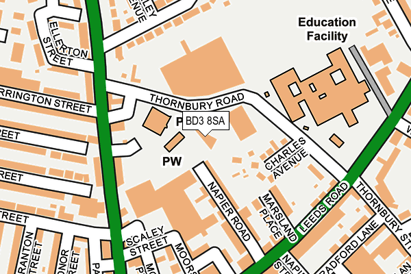 BD3 8SA map - OS OpenMap – Local (Ordnance Survey) BD3 8SA map - OS OpenMap – Local (Ordnance Survey)