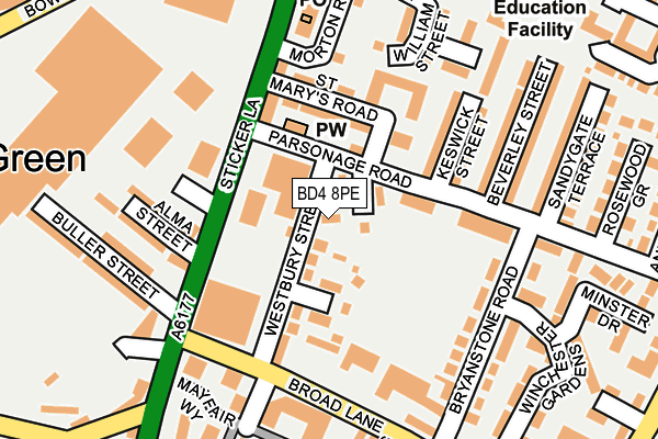 BD4 8PE map - OS OpenMap – Local (Ordnance Survey) BD4 8PE map - OS OpenMap – Local (Ordnance Survey)