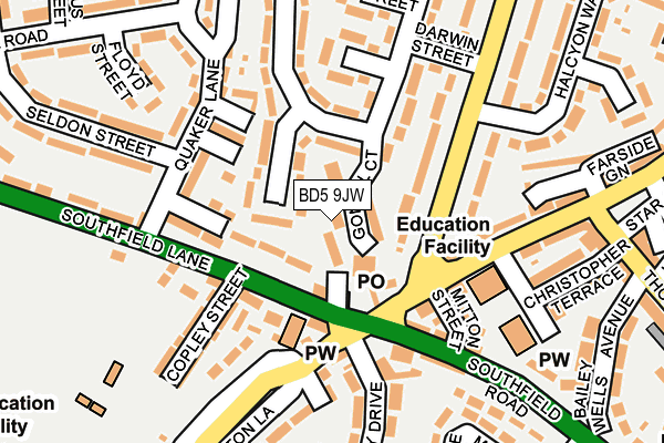 BD5 9JW map - OS OpenMap – Local (Ordnance Survey) BD5 9JW map - OS OpenMap – Local (Ordnance Survey)