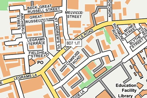 BD7 1JT map - OS OpenMap – Local (Ordnance Survey) BD7 1JT map - OS OpenMap – Local (Ordnance Survey)