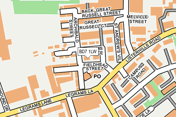 BD7 1LW map - OS OpenMap – Local (Ordnance Survey) BD7 1LW map - OS OpenMap – Local (Ordnance Survey)