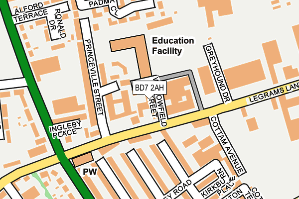 BD7 2AH map - OS OpenMap – Local (Ordnance Survey) BD7 2AH map - OS OpenMap – Local (Ordnance Survey)