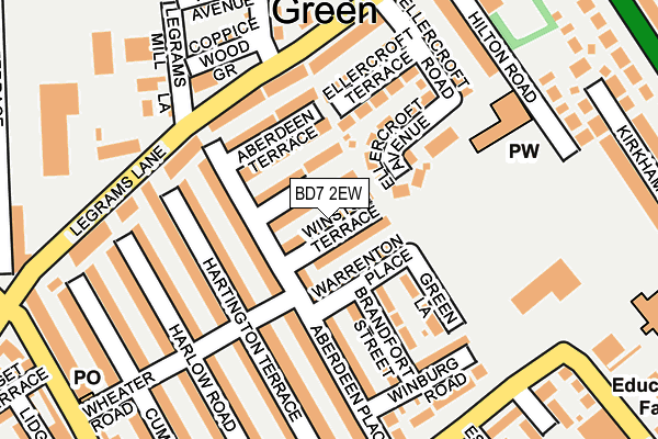 BD7 2EW map - OS OpenMap – Local (Ordnance Survey) BD7 2EW map - OS OpenMap – Local (Ordnance Survey)