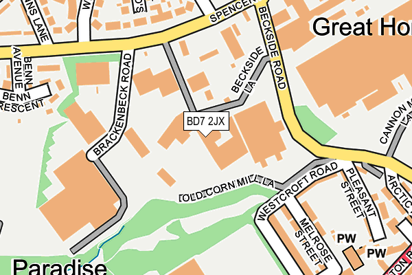 BD7 2JX map - OS OpenMap – Local (Ordnance Survey) BD7 2JX map - OS OpenMap – Local (Ordnance Survey)