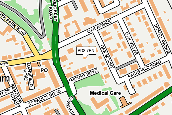 BD8 7BN map - OS OpenMap – Local (Ordnance Survey) BD8 7BN map - OS OpenMap – Local (Ordnance Survey)