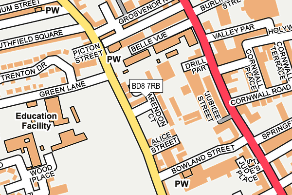 BD8 7RB map - OS OpenMap – Local (Ordnance Survey) BD8 7RB map - OS OpenMap – Local (Ordnance Survey)