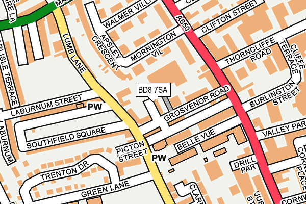 BD8 7SA map - OS OpenMap – Local (Ordnance Survey) BD8 7SA map - OS OpenMap – Local (Ordnance Survey)
