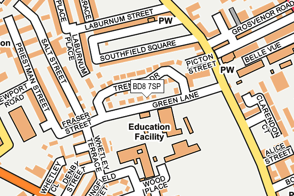 BD8 7SP map - OS OpenMap – Local (Ordnance Survey) BD8 7SP map - OS OpenMap – Local (Ordnance Survey)
