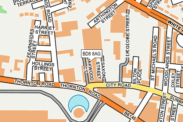 BD8 8AG map - OS OpenMap – Local (Ordnance Survey) BD8 8AG map - OS OpenMap – Local (Ordnance Survey)