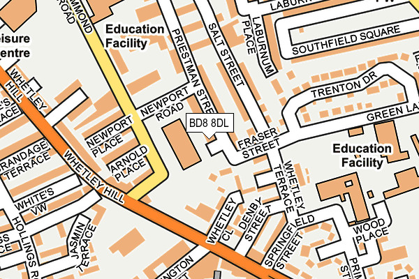BD8 8DL map - OS OpenMap – Local (Ordnance Survey) BD8 8DL map - OS OpenMap – Local (Ordnance Survey)