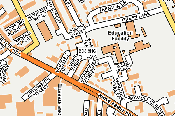 BD8 8HG map - OS OpenMap – Local (Ordnance Survey) BD8 8HG map - OS OpenMap – Local (Ordnance Survey)
