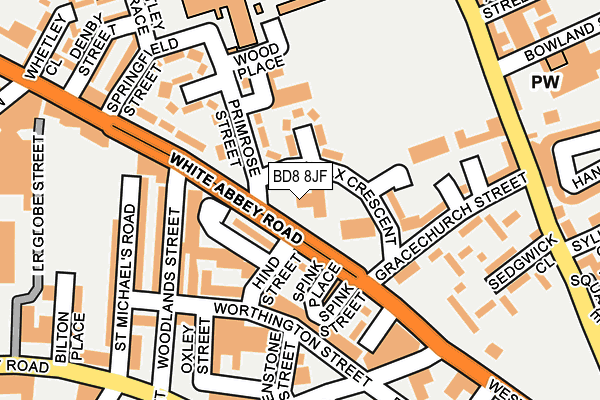 BD8 8JF map - OS OpenMap – Local (Ordnance Survey) BD8 8JF map - OS OpenMap – Local (Ordnance Survey)