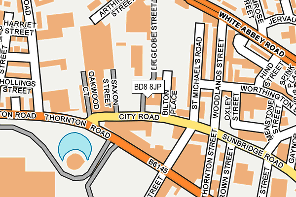 BD8 8JP map - OS OpenMap – Local (Ordnance Survey) BD8 8JP map - OS OpenMap – Local (Ordnance Survey)