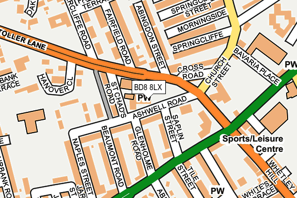 BD8 8LX map - OS OpenMap – Local (Ordnance Survey) BD8 8LX map - OS OpenMap – Local (Ordnance Survey)